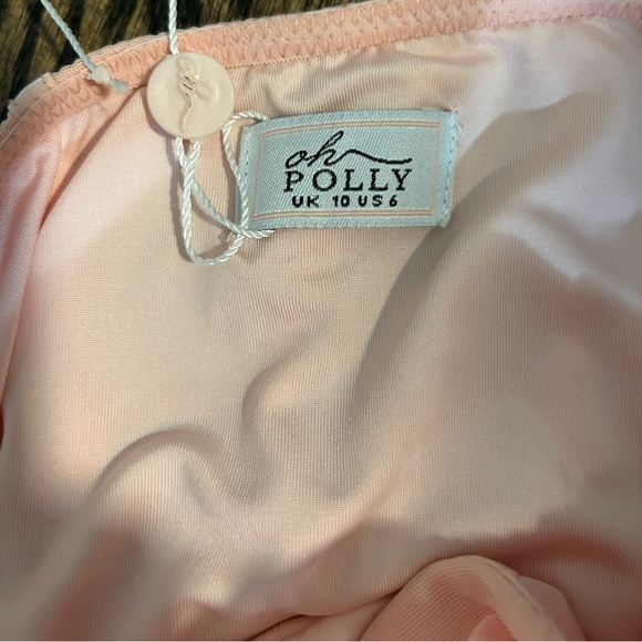 Oh Polly “Cherish Me”  Midi Women’s Dress with Mesh Overlay & Ruche Size 6 - Picture 3 of 10